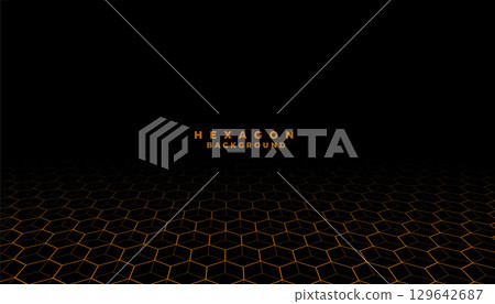 3d style hexagonal grid line pattern perspective dark background 3d style hexagonal grid line pattern perspective dark background 129642687