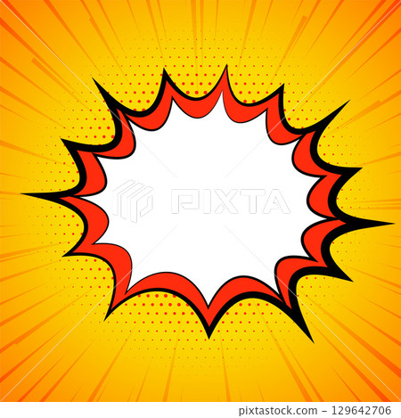 eye catching comic speech bubble yellow background with radial rays eye catching comic speech bubble yellow background with radial rays 129642706