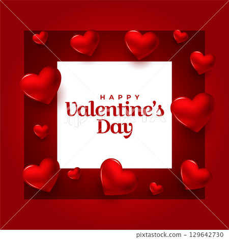 happy valentine's day realistic cute hearts greeting card happy valentine's day realistic cute hearts greeting card 129642730