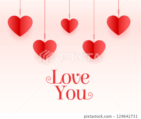 hanging style hearts valentines day love message background 129642731