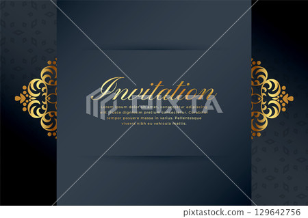 elegant golden swirl dark background design for invitation elegant golden swirl dark background design for invitation 129642756