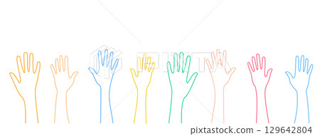 line style colorful volunteer hands up design line style colorful volunteer hands up design 129642804
