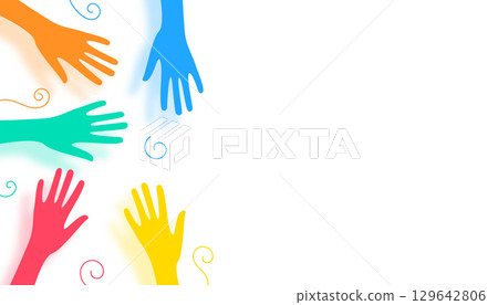 colorful volunteers community joining hand banner with text space 129642806