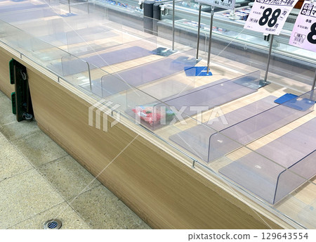 Empty supermarket shelves Empty supermarket shelves 129643554