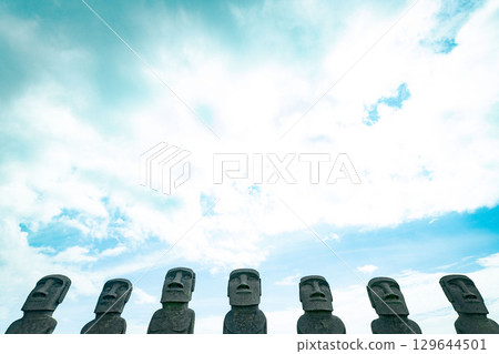 Looking up at the Miyazaki Moai statues 129644501