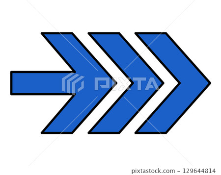 A blue arrow pointing right, drawn in a straight line 129644814