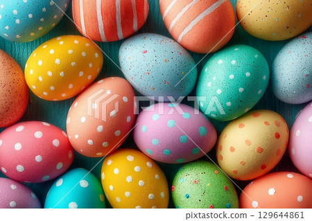 Colorful Easter eggs background 129644861