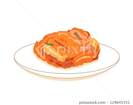 Illustration of kimchi served on a plate Illustration of kimchi served on a plate 129645351