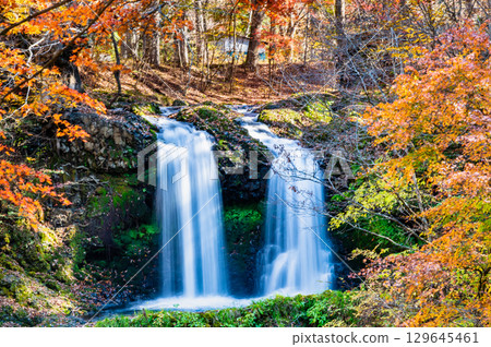 Kaneyama Falls in autumn colors in Yamanashi 129645461