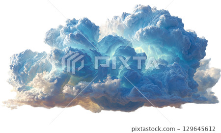 Dramatic cloud formation with vibrant colors and soft textures. isolated on transparent background cutout 129645612
