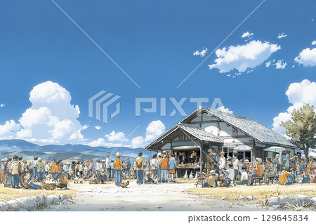 當地民眾在豐收節上聚集互動 129645834