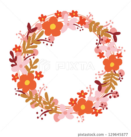 Stylish flower and leaf cute plant frame 129645877