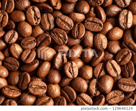 Roasted coffee beans closeup and texture background 129646124