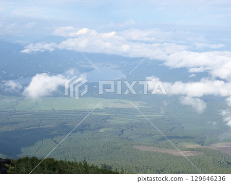 Lake Yamanaka seen from near the 5th station of Mount Fuji in summer 129646236
