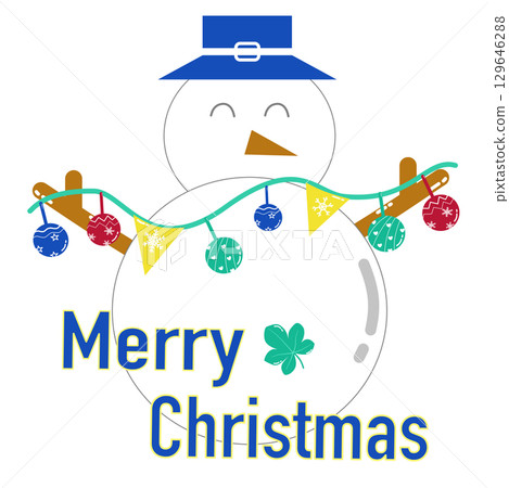 Cute snowman cartoon with wording Merry Christmas for t-shirt or sublimation design Cute snowman cartoon with wording Merry Christmas for t-shirt or sublimation design 129646288