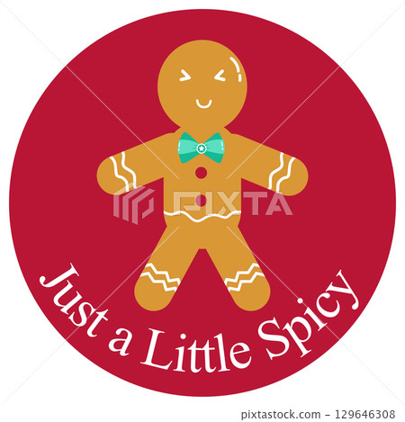 A cartoon clipart of gingerbread on a red circle background for decorating Christmas cards, printing on T-shirts, or for sublimation design A cartoon clipart of gingerbread on a red circle background for decorating Christmas cards, printing on T-shirts, or for sublimation design 129646308