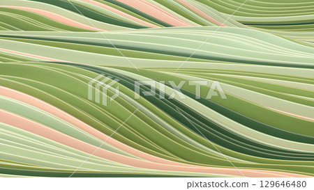 Abstract 3D Flow of Layered Papers in Peach and Green Colors. 129646480