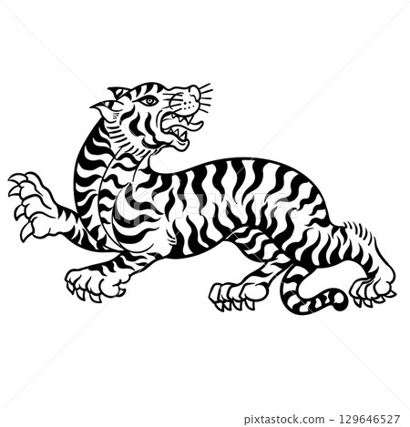 Thai tiger traditional tattoo 129646527