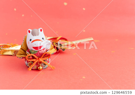 2026 Year of the Horse New Year's card material Red Japanese paper background 129646559