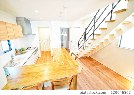 Stylish living of a pet living designer house 129646562