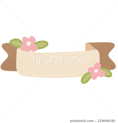 Brown banner with flowers Brown banner with flowers 129646580