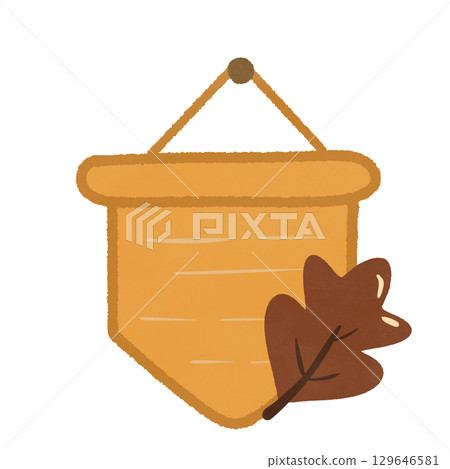 Brown banner with oak leaf Brown banner with oak leaf 129646581