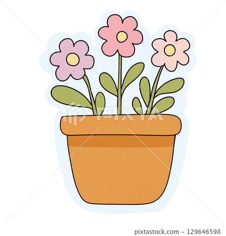 Flower in the pot sticker Flower in the pot sticker 129646598