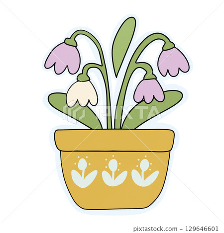 Flower in the pot sticker Flower in the pot sticker 129646601