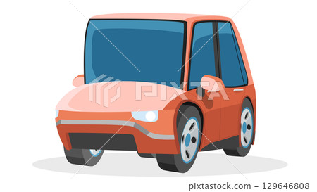 Cartoon vector of mini family car orange color. with shadow on isolated white background. 129646808