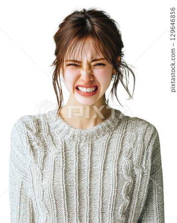 Very angry young Japanese woman 129646856