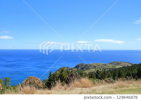 The Pacific Ocean as seen from Gobansho Park in Ishinomaki, Miyagi Prefecture 129646876