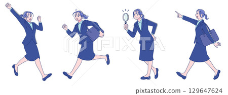 活潑的動漫風格女性尋找工作,西裝,全身 活潑的動漫風格女性尋找工作,西裝,全身 129647624