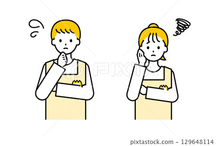 Simple nursery teacher male and female _ troubled Simple nursery teacher male and female _ troubled 129648114