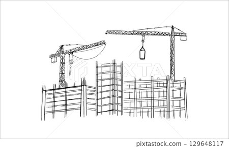 Building crane sketch 129648117