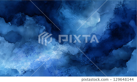 Blue watercolor, gradient, abstract, white background 129648144