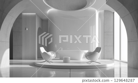 3D image of a white living room 129648287