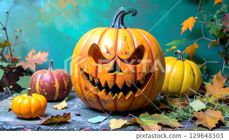 Evil Jack-o'-Lantern Halloween Accessory Autumn Event Decoration Evil Jack-o'-Lantern Halloween Accessory Autumn Event Decoration 129648303