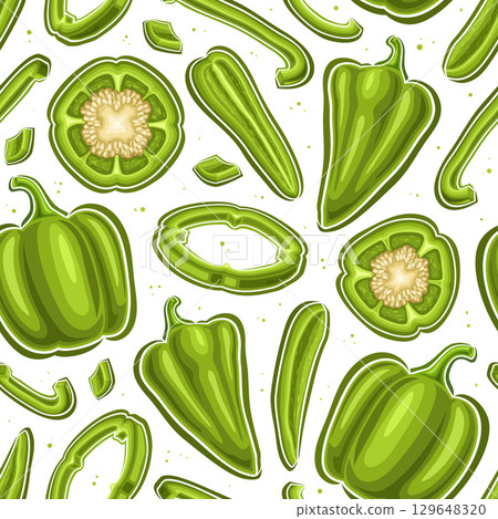Vector Green Pepper Seamless Pattern Vector Green Pepper Seamless Pattern 129648320