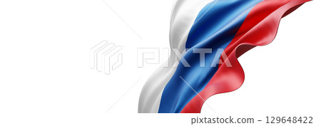 Russian flag isolated on white background with copy space 3D render 129648422