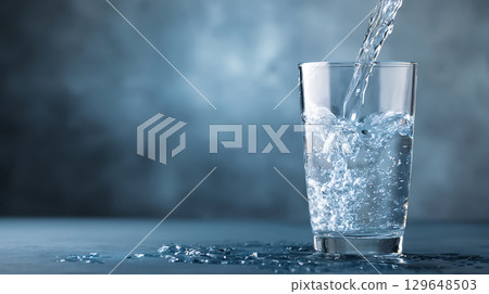 Water is poured into the cup 129648503