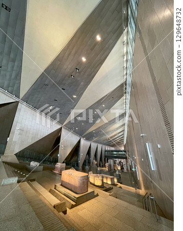 Grand Staircase at the Grand Egyptian Museum in Giza 129648732