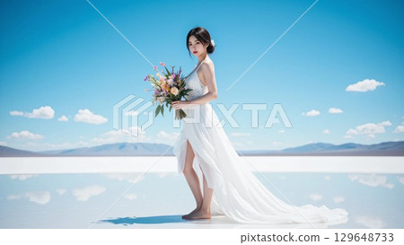 A woman in a wedding dress 129648733