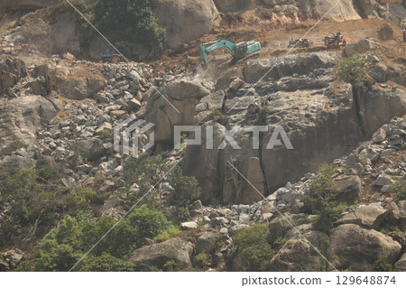 Crane working at Construction site Crane working at Construction site 129648874