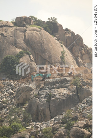 Crane working at Construction site 129648876