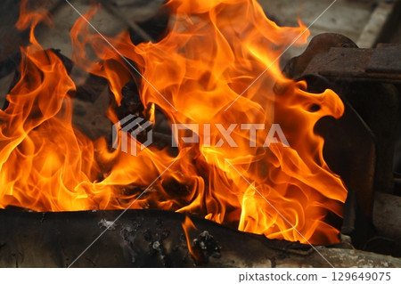 Car Burns After A Road Accident 129649075