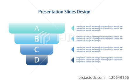 Four-element inverted triangle infographic 16:9 slide template 129649596
