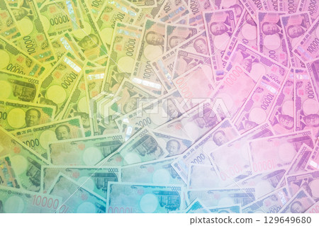A pile of 10,000 yen bills 129649680