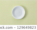 Check on a white plate 129649823