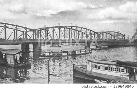 老照片，1924-1927年，東京，兩國橋和隅田川 129649840