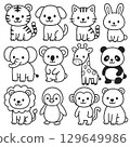 Cute Animal Coloring Illustration Set 129649986
